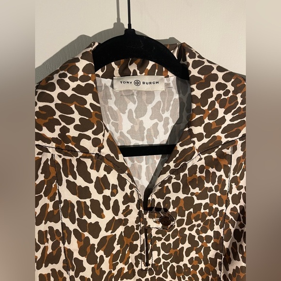 Tory Burch Reva Leopard Print Cotton Poplin Shirtdress Size 2 - Picture 6 of 9